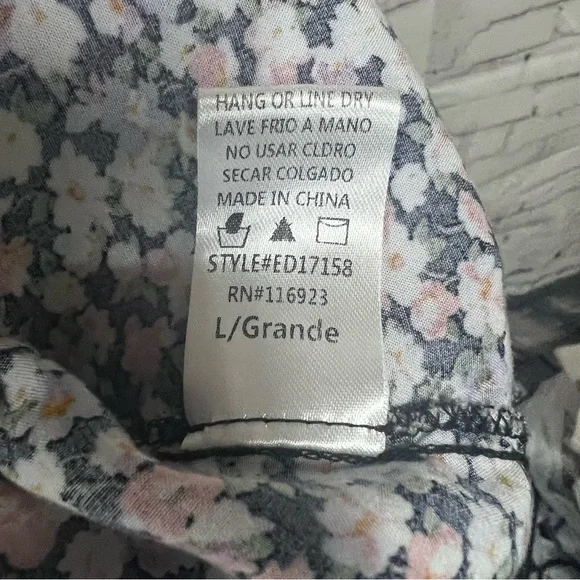 Easel Tiered Midi Dress Purple Floral Ruffle Sleeve Boho Cottage Core Large - Picture 4 of 12